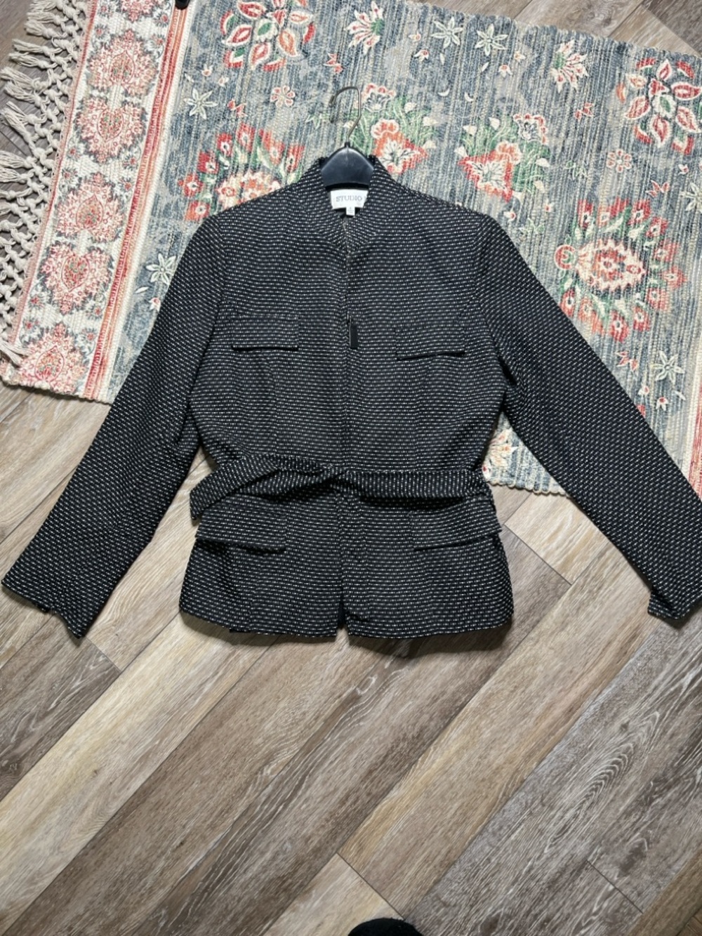 Studio I Tailored Black belted blazer patterned Jacket - Women's